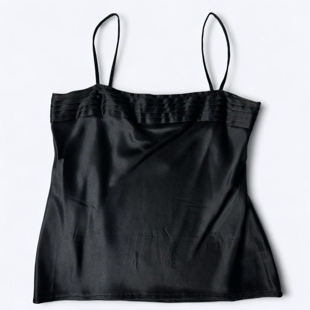 Vtg Fritzi Cami Tank Top‎ Womens Sz M Black Spaghetti Strap Basic Layering READ